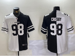 Las Vegas Raiders #98 Maxx Crosby Split Limited Jersey Black/White