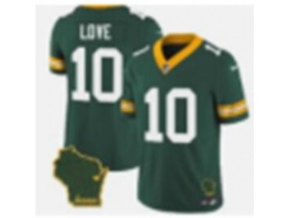 Green Bay Packers #10 Jordan Love Throwback with Home Patch F.U.S.E Limited Jersey Green