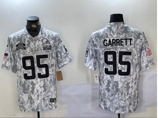 Cleveland Browns #95 Myles Garrett 2024 Salute to Service Limited Jersey Arctic Camo