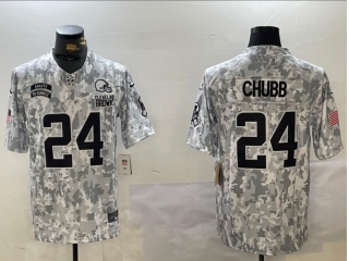 Cleveland Browns #24 Nick Chubb 2024 Salute to Service Limited Jersey Arctic Camo