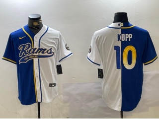 Los Angeles Rams #10 Cooper Kupp Split Baseball Jersey White/Blue