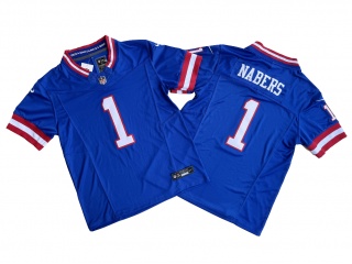 New York Giants #1 Malik Nabers Throwback F.U.S.E. Limited Jersey Blue