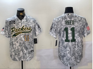 Green Bay Packers #11 Jayden Reed Salute to Service Baseball Jersey Arctic Camo