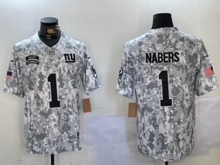 New York Giants #1 Malik Nabers 2024 Salute to Service Limited Jersey Arctic Camo