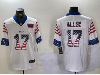 Buffalo Bills #17 Josh Allen USA Flag Fashion Vapor Limited Jersey White