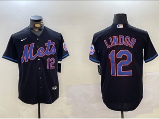 New York Mets #12 Francisco Lindor 2024 Players Limited Jersey Black