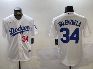 Los Angeles Dodgers #34 Fernando Valenzuela Players Limited Jersey White