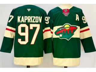 Fanatics Minnesota Wild #97 Kirill Kaprizov with A Patch Jersey Green