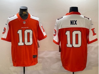 Denver Broncos #10 Bo Nix with White Shoulders Vapor F.U.S.E. Limited Jersey Orange