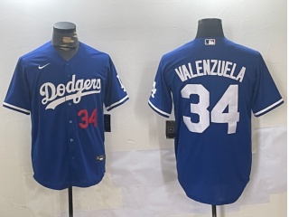 Los Angeles Dodgers #34 Fernando Valenzuela Players Limited Jersey Blue