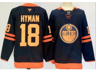 Fanatics Edmonton Oilers #18 Zach Hyman with Orange Jersey Navy Blue