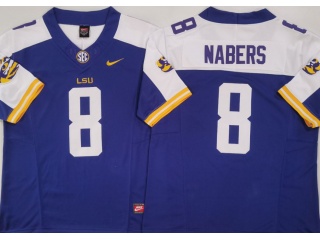 LSU Tigers #8 Malik Nabers with White Shoulders F.U.S.E Limited Jersey Purple